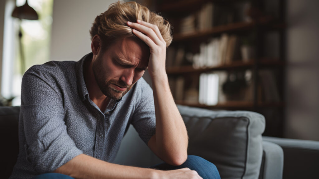 Homme victime de stress ou d'anxiété