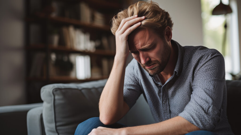 Homme victime d'anxiété et/ou de stress